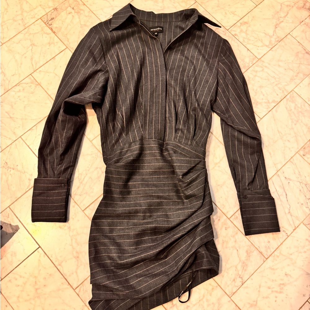 Retrofete Gray Pinstripe Dress